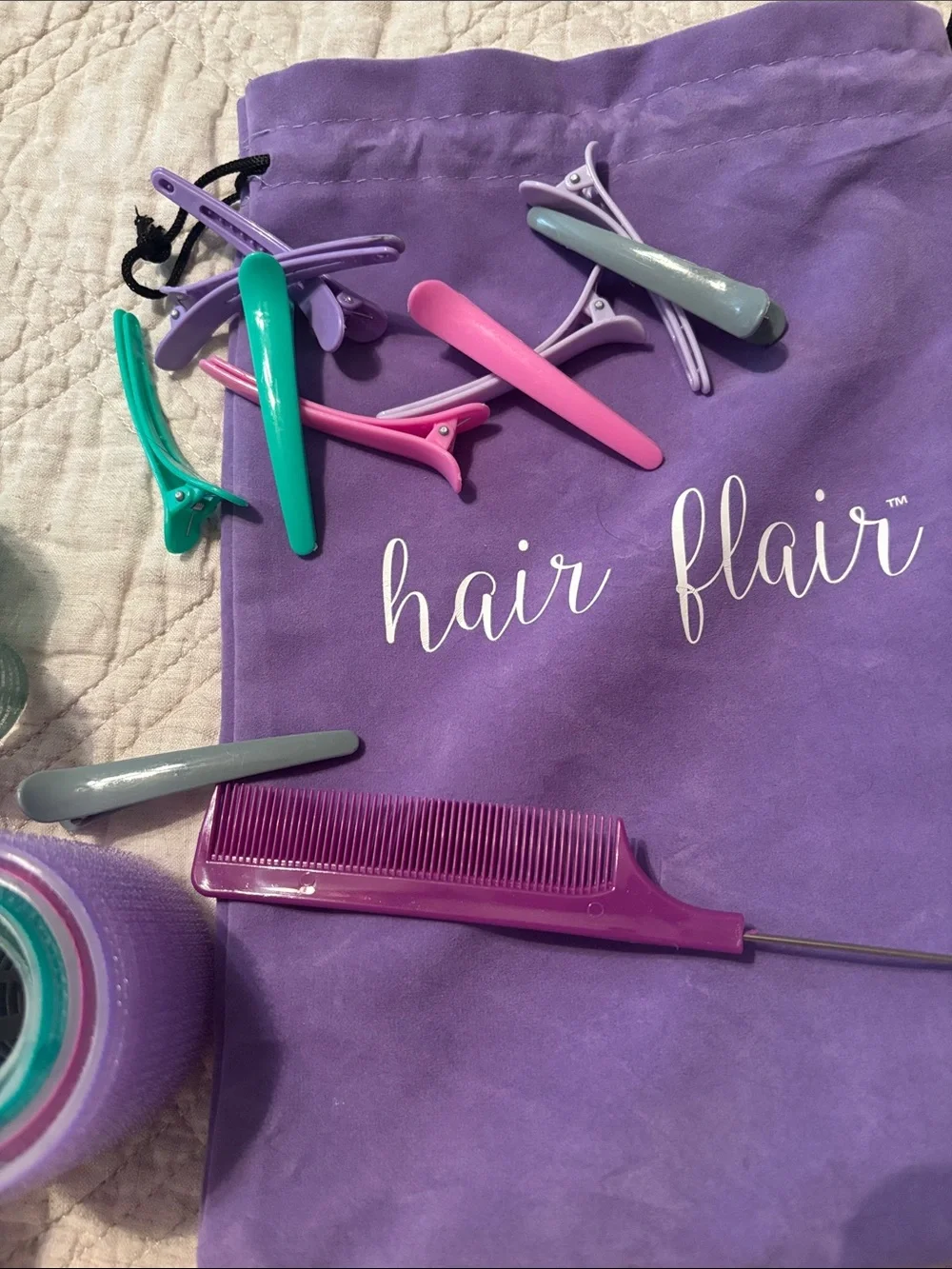 Hair Flair purple styling